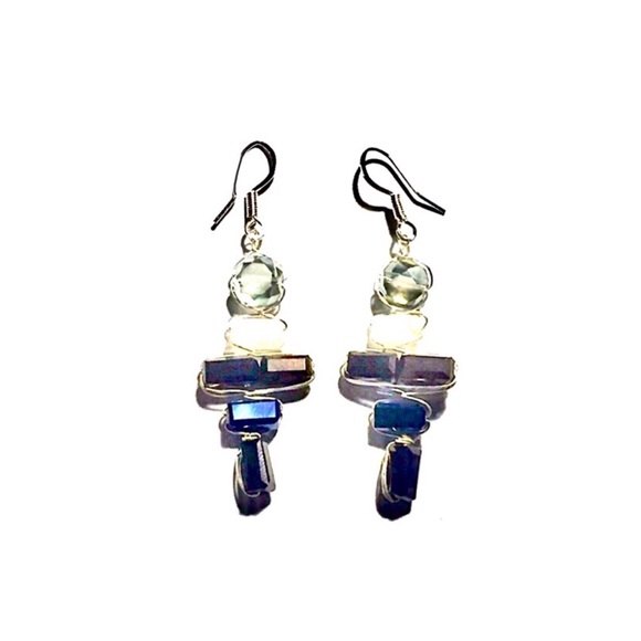 Jewelry - Stacked Glass Gem Ladder Drop Earrings